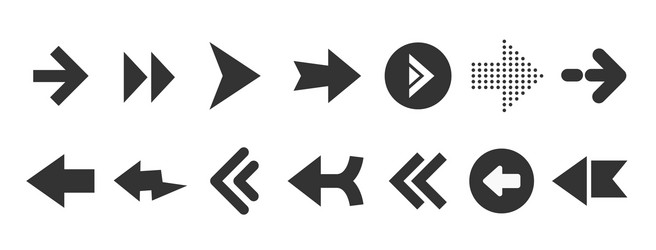 black web arrows set isolated on white background vector image