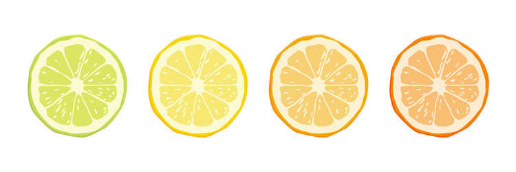 citrus fruit icon set - yellow lemon green vector image