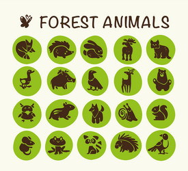 Collection flat cute animal icons isolated Vector Image