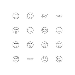 emoticons linear thin icons set outlined simple vector image