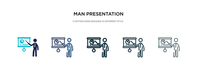 Man presentation icon in different style two vector