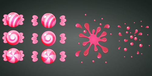 pink grapegruit raspberry candy with splash vector image