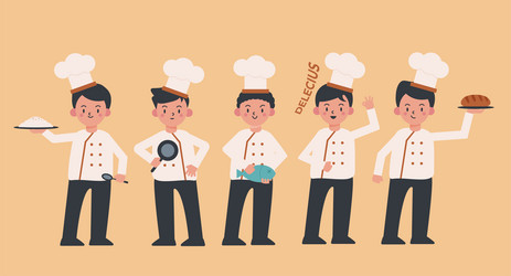 set of chef man character in different actions vector image