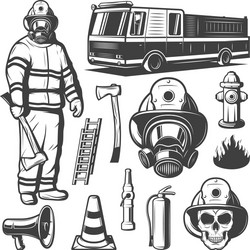 Vintage Firefighting Elements Vector Image