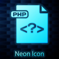 glowing neon php file document download vector image