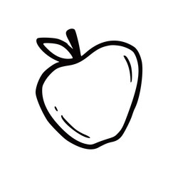 Hand drawn apple with leaf vector