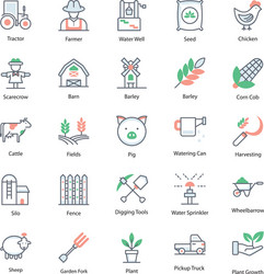 Pack farming flat icons vector