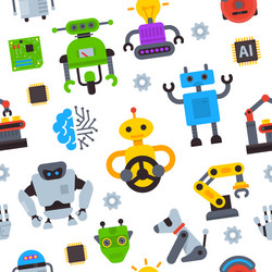 robot icons set logo robotic machine vector image