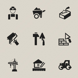set of 9 editable building icons includes symbols vector image