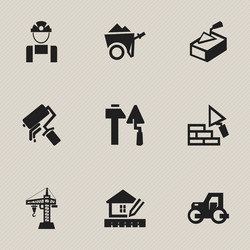 set of 9 editable building icons includes symbols vector