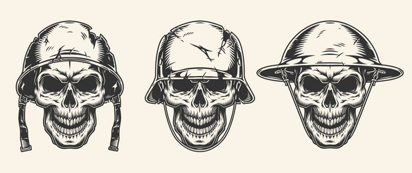 soldier skulls monochrome label vintage Vector Image