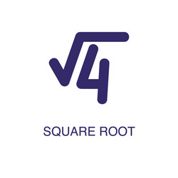 Square root element in flat simple style on white vector