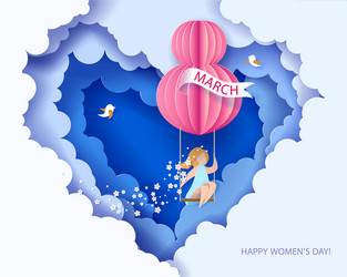 Women's Day Card - Floral Swing Vector Image