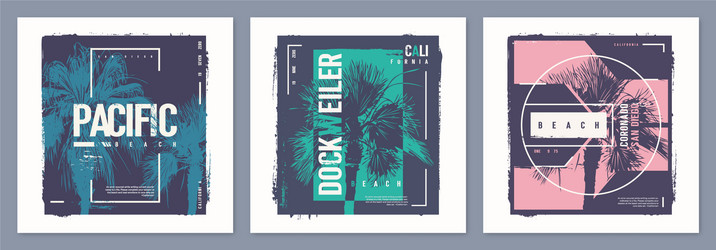 California Coast T-Shirt Collection Vector Image