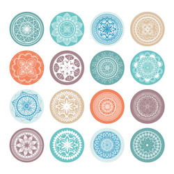 Mandalas colors boho style set vector