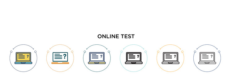 Online test icon in filled thin line outline vector