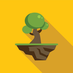 single tree growing on floating island flat design vector image