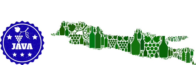 composition of grape wine map java island vector image