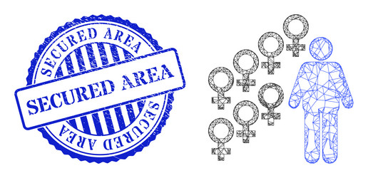rubber secured area stamp and net harem symbol web vector image