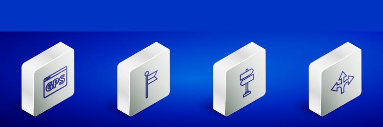 set isometric line gps device with map location vector image