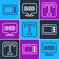 set line graphic tablet text and speech bubble vector image
