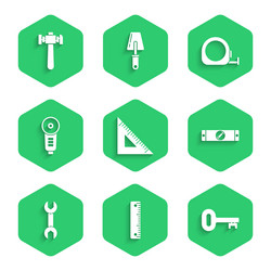 set triangular ruler old key construction vector image