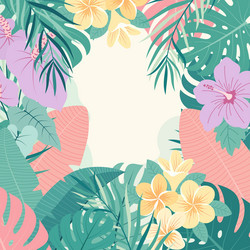tropical leaves frame flat style Vector Image