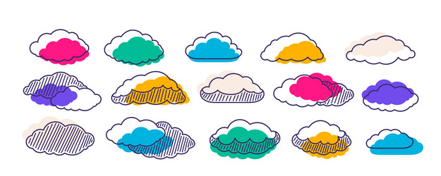 vivid clouds set with lines striped structures vector image