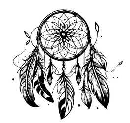 Dream catcher decor sketch hand drawn in doodle vector