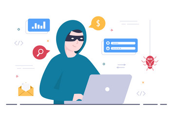 hacker using computer server to activity hacked vector image