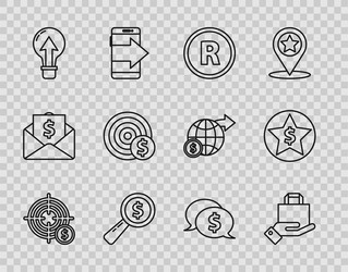set line target with dollar symbol hand and paper vector image