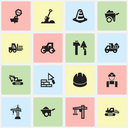 set of 16 editable structure icons includes vector image