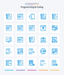 creative programming and coding 25 blue icon pack vector image