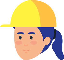 Female head builder constructor with helmet vector