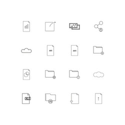 Files and folders sign linear thin icons set vector