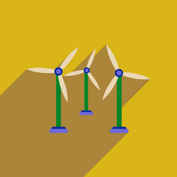 flat web icon with long shadow wind turbines vector image