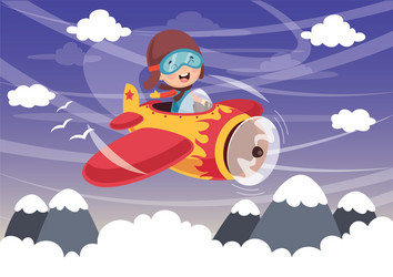 Kid operating plane Royalty Free Vector Image - VectorStock