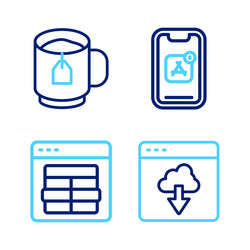 set line cloud technology data transfer mysql vector image