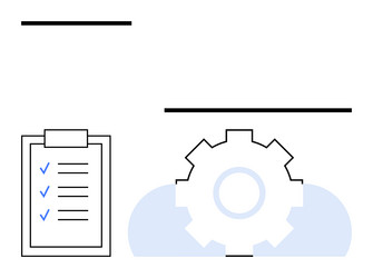 task checklist and gear mechanism representing vector image