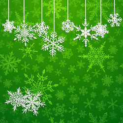 Background with hanging snowflakes vector