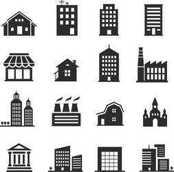 Building Icon Set - Diverse Structures vector image