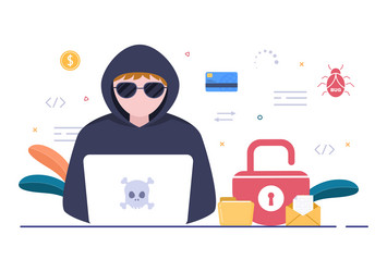 hacker using computer server to activity hacked vector image