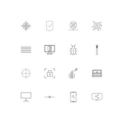 internet security linear thin icons set outlined vector