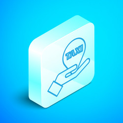 isometric line hand on map pointer with taxi icon vector image