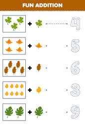 Leaf Counting Worksheet - Math Game for Kids vector image
