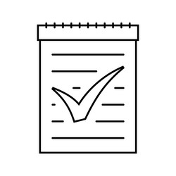 Notepad check mark line icon vector