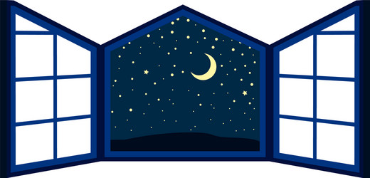 open window frame at night vector image