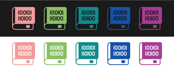 set books about programming icon isolated on black vector image