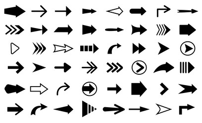 Black Arrow Icons - Directional Pointers vector image