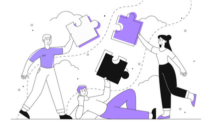 Collaborative Puzzle Solving vector image